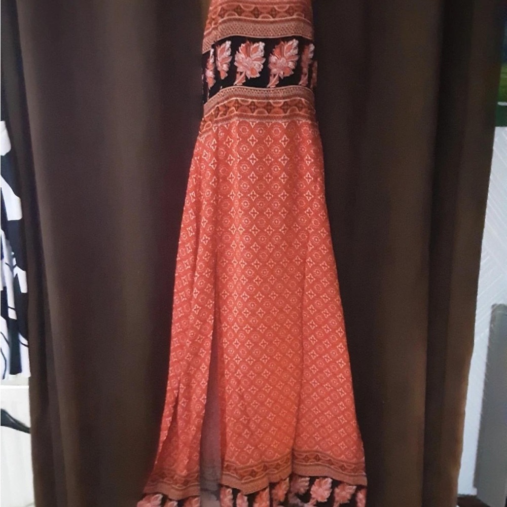 Elegant Red Floral Maxi Skirt